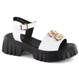 Vinceza W JAN301C Leder-Sandalen mit hohen Absätzen und Plateau, weiß