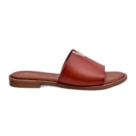 Damen-Flip-Flops aus Öko-Leder mit flachem Absatz, Braun Maliha