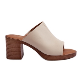 Elegante, leichte Damen-Slipper mit hohem Absatz, Beige Varnila braun