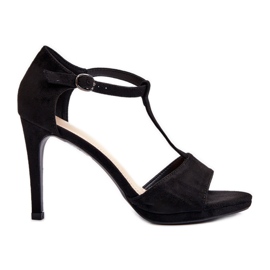 Vinceza Damen-Sandalen mit hohem Absatz aus Öko-Wildleder, schwarzes Obdaria