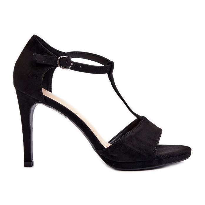 Vinceza Damen-Sandalen mit hohem Absatz aus Öko-Wildleder, schwarzes Obdaria