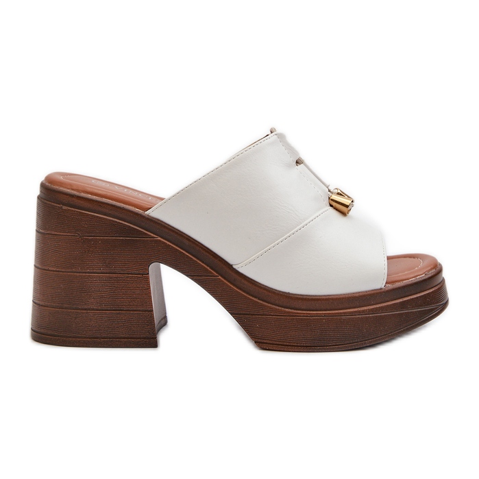 Vinceza Damen-Flip-Flops aus Öko-Leder mit Plateau und Block, weiße Dafira