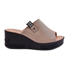 Vinceza Damen-Flip-Flops mit Keilabsatz Golden Vleni