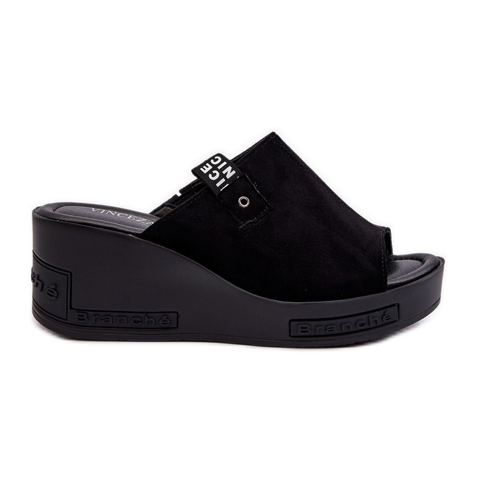 Vinceza Schwarze Vleni Wedge-Flip-Flops für Damen