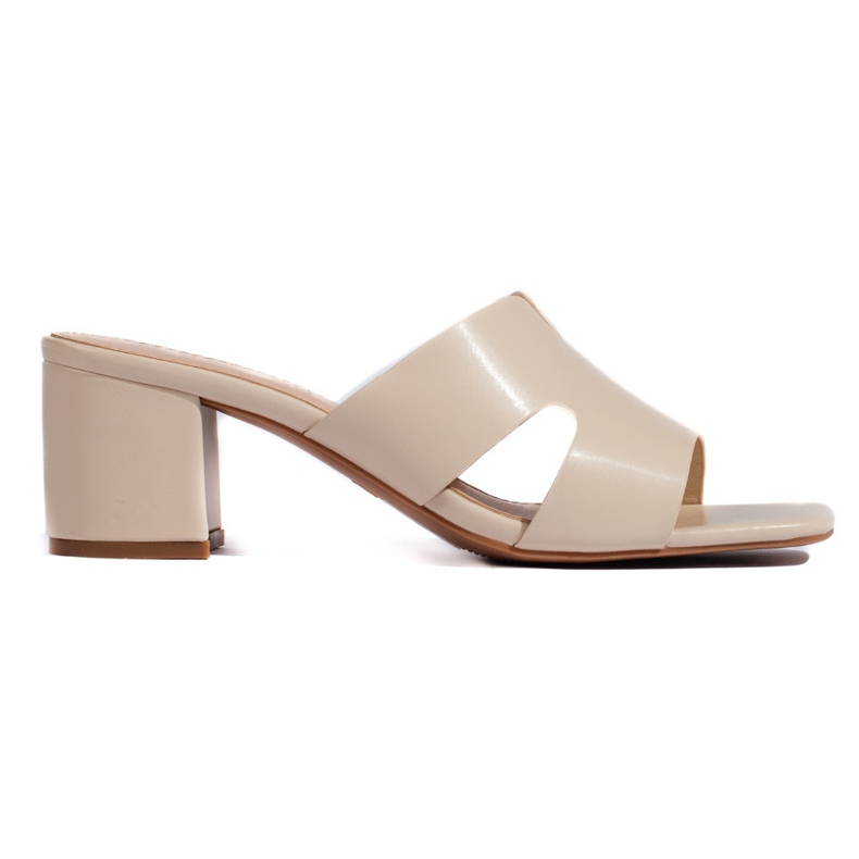 Beige Damen-Flip-Flops mit hohen Absätzen