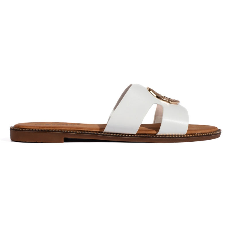 Weiße flache Damen-Flip-Flops