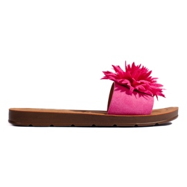 Damen-Flip-Flops in Fuchsia mit einer Blume lila