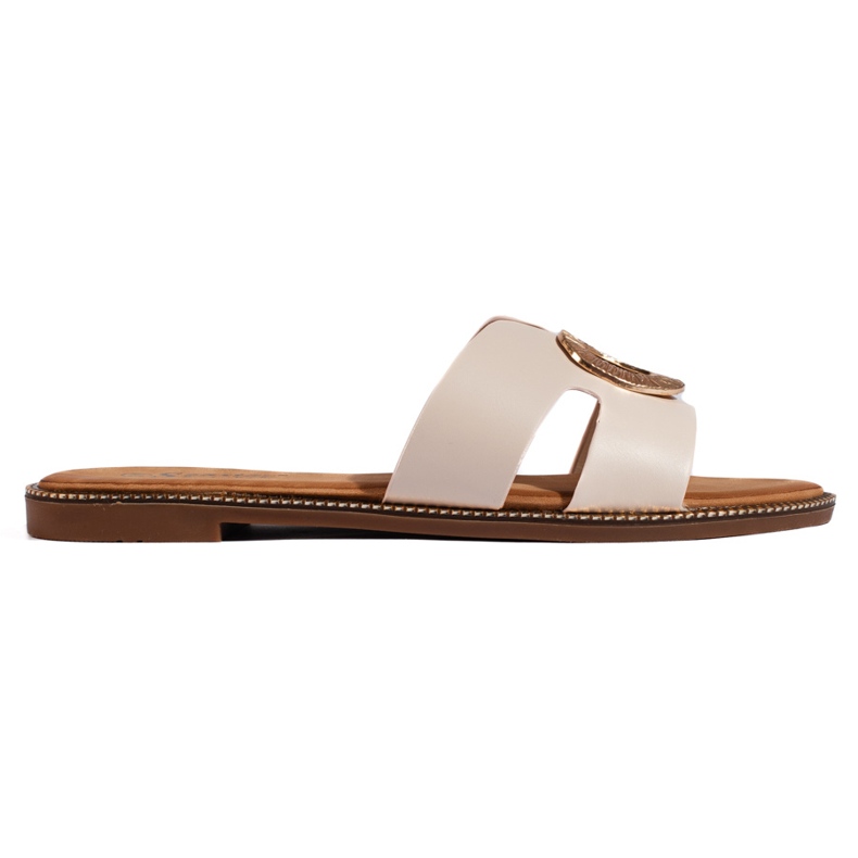 Flache Pantoletten für Damen in Beige