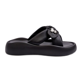 Damen-Leder-Flip-Flops auf der Plattform Schwarz GOE NN2N4110