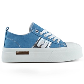 Modische Damen-Jeans-Sneaker mit dicker Plateausohle blau