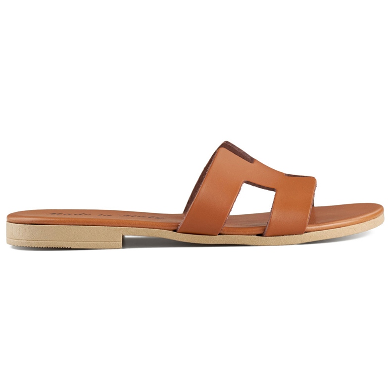 Klassische Damen-Flip-Flops aus braunem Leder