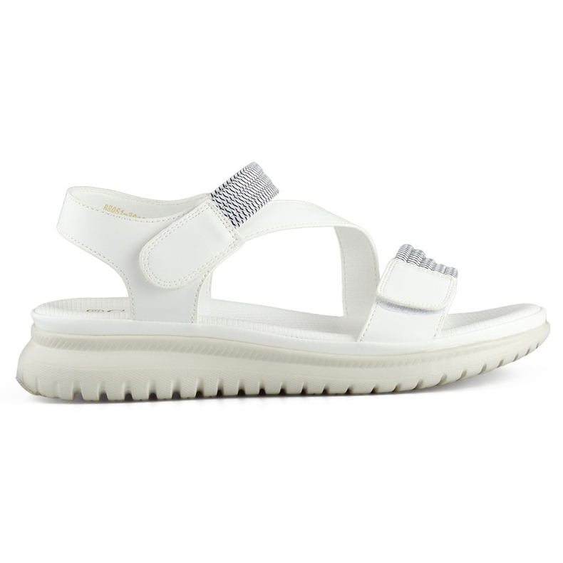 Bequeme weiße Damensandalen mit Gummiband und Klettverschluss