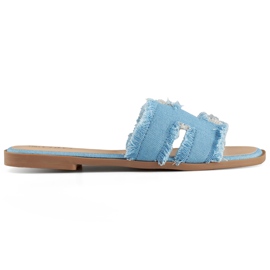 Damen-Jeans-Flip-Flops mit flacher Sohle blau