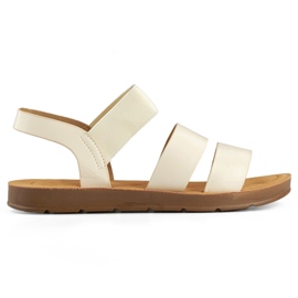 Beigefarbene Damen-Slipper-Sandalen mit Gummiband