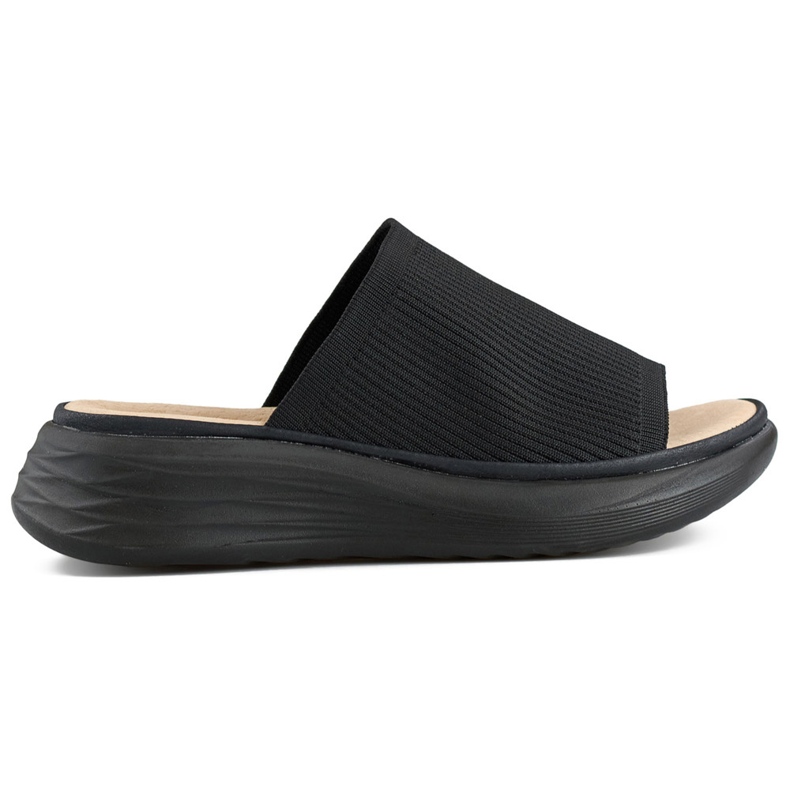 Schwarze, weiche Damen-Flip-Flops auf Plateausohle, Flip-Flops mit Sockenoberteil