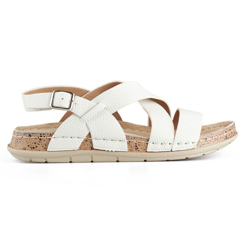 Weiße Damensandalen mit Lederinnensohle