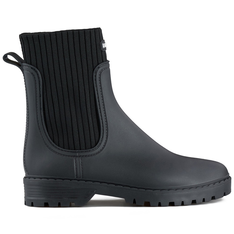 Schwarze Damen-Gummistiefel mit elastischem Sockenobermaterial