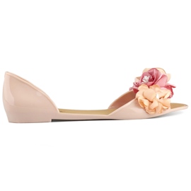 Offene Damen-Ballerinas in Beige mit Blumen
