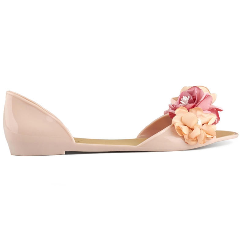 Offene Damen-Ballerinas in Beige mit Blumen