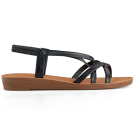 Schwarze Damensandalen mit flacher Sohle