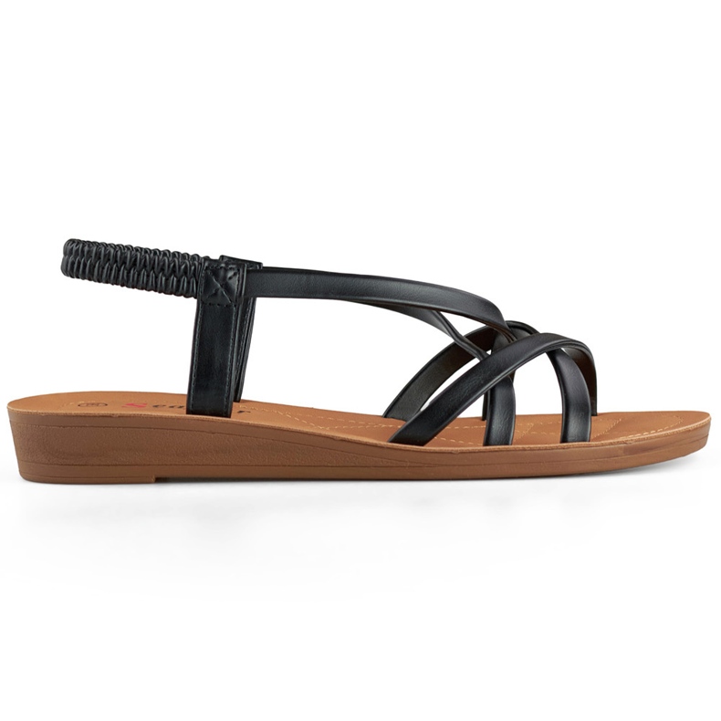 Schwarze Damensandalen mit flacher Sohle