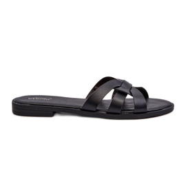 Flache Damen-Flip-Flops aus Öko-Leder, Schwarz Rosalini