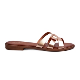 Damen-Flip-Flops mit flachem Absatz aus Öko-Leder, Golden Rosalini