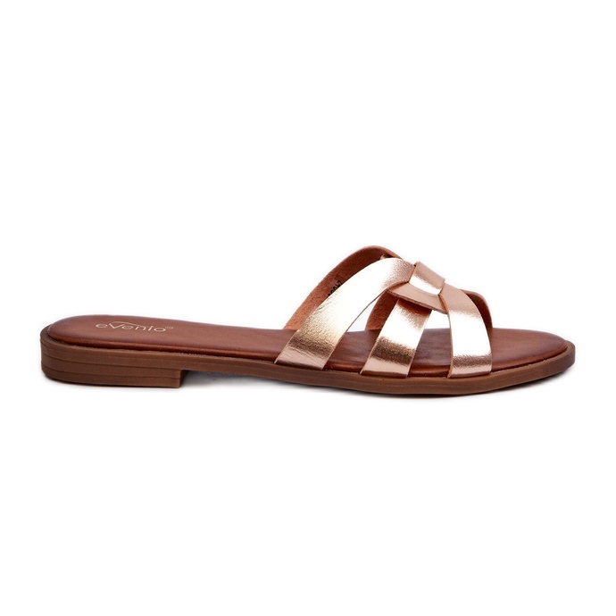 Damen-Flip-Flops mit flachem Absatz aus Öko-Leder, Golden Rosalini
