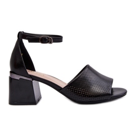 Vinceza Damen-Sandalen mit hohem Absatz aus Öko-Leder, Schwarz Horissa