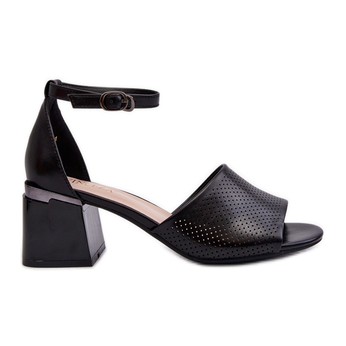 Vinceza Damen-Sandalen mit hohem Absatz aus Öko-Leder, Schwarz Horissa