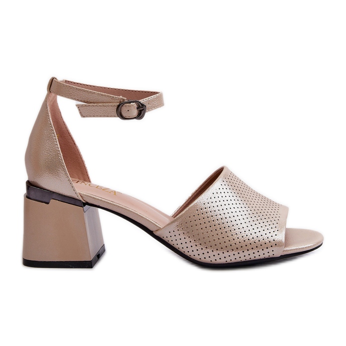 Vinceza Damen-Sandalen mit hohem Absatz aus Öko-Leder, Gold Horissa beige