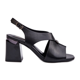 Vinceza Elegante Damen-Sandalen mit hohem Absatz, Öko-Leder, Schwarz Asellesa