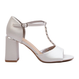 Vinceza Silberne Aniya-Sandalen mit hohen Absätzen und Zirkonia
