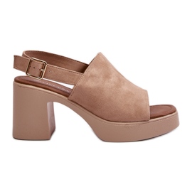 Vinceza Damensandalen aus Öko-Wildleder mit Plateau und hohem Absatz, Beige Vatle