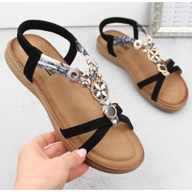 Bequeme flache schwarze Damensandalen Artiker 54C1334