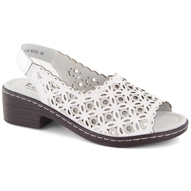 Bequeme weiße Damen-Sandalen aus Leder mit hohen Absätzen von T.Sokolski