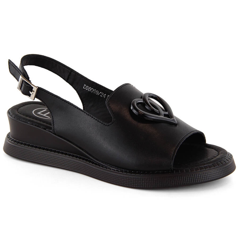 Damen-Keilsandalen aus schwarzem Leder Filippo DS6069