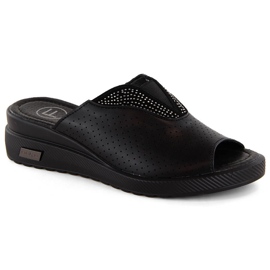 Damen-Keilsandalen aus schwarzem Leder Filippo DK6146