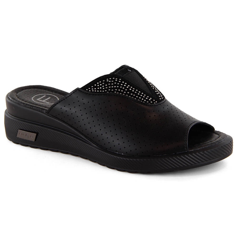 Damen-Keilsandalen aus schwarzem Leder Filippo DK6146