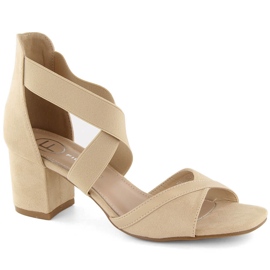 Beige Damen-Sandalen mit hohen Absätzen und Gummibändern Filippo DS6262