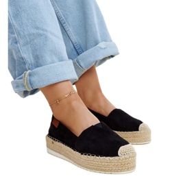 Schwarze Espadrilles mit hohem Masia-Plateau