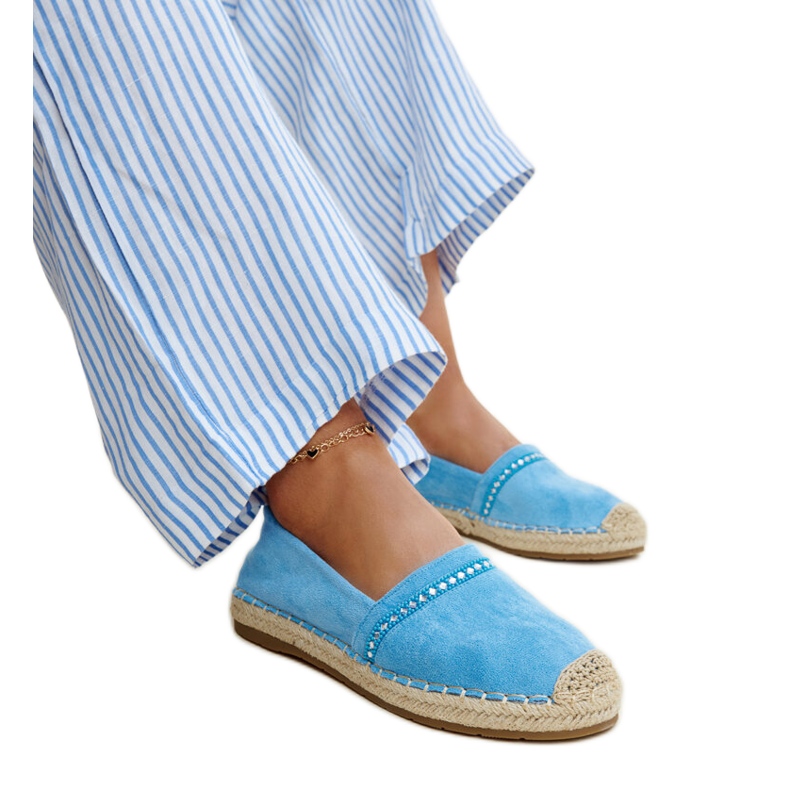 Blaue Espadrilles mit Abia-Strasssteinen