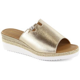 Potocki W WOL145A Metallic-Keilsandalen, Gold golden