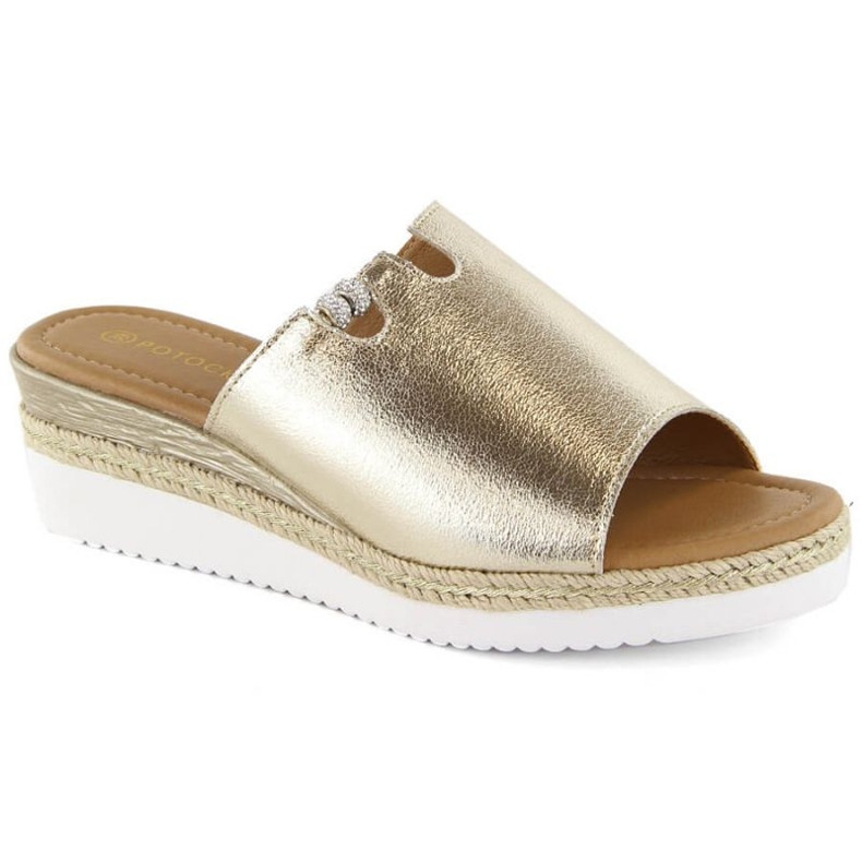 Potocki W WOL145A Metallic-Keilsandalen, Gold golden
