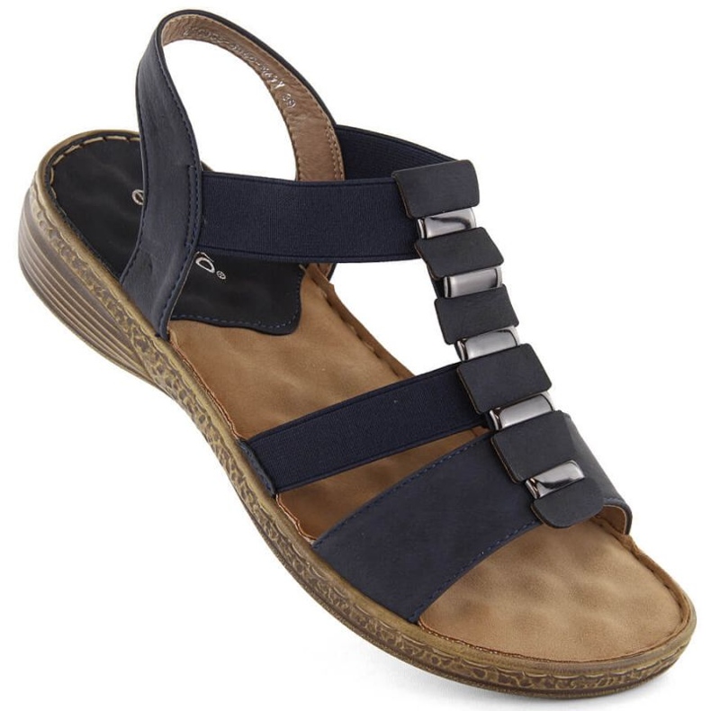 EVento W EVE405B Slip-On-Sandalen mit Gummibändern, Marineblau