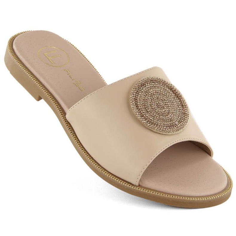 Filippo W PAW543 beige Flip-Flops mit Zirkonen