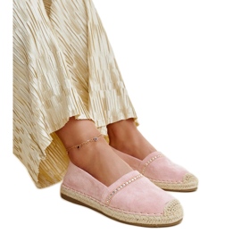 Rosa Espadrilles mit Abia-Strasssteinen