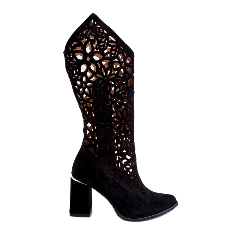 Lewski Shoes Wildleder durchbrochene Stiefel Leewski Schuhe 3234 Schwarz