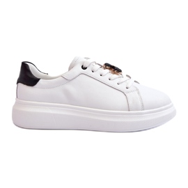 Vinceza Damen-Ledersneaker mit Teddybär, Weiß Mirven