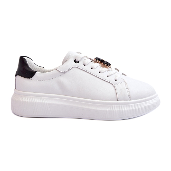 Vinceza Damen-Ledersneaker mit Teddybär, Weiß Mirven